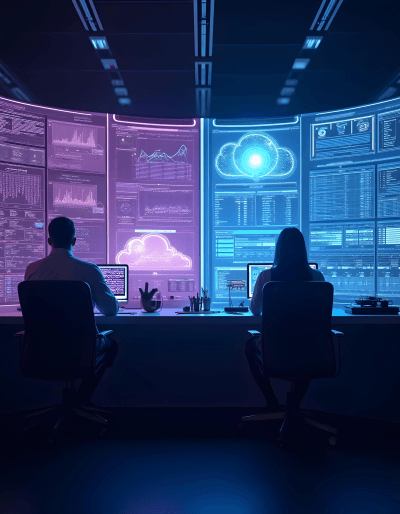 Engineers working on AI dashboards showcasing scalable and innovative Generative AI solutions.