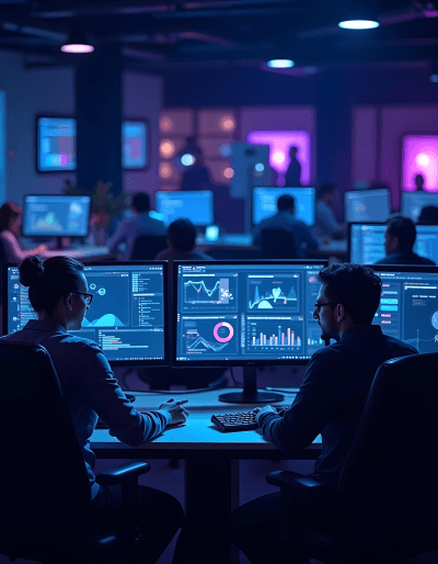 Innovative workspace where specialists create tailored digital platforms for custom software development services.