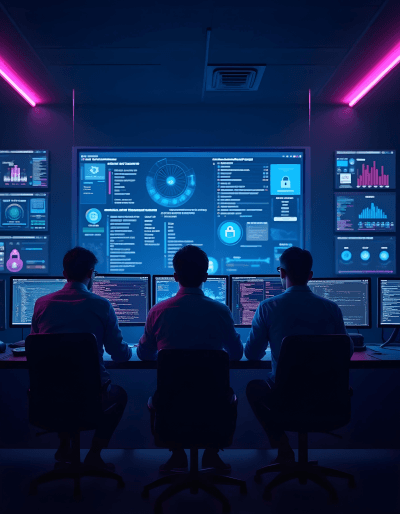 Engineers monitoring systems to deliver robust and advanced cybersecurity solutions for modern businesses.