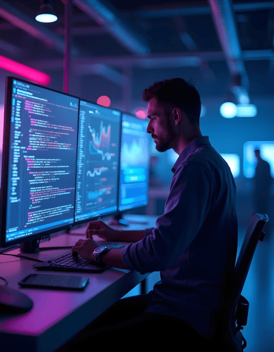 Expert monitoring system dashboards, showcasing reliable and secure IT infrastructure management services.