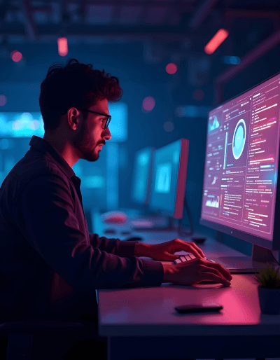 Engineer efficiently managing real-time systems to optimize IT Infrastructure Management services for business growth.