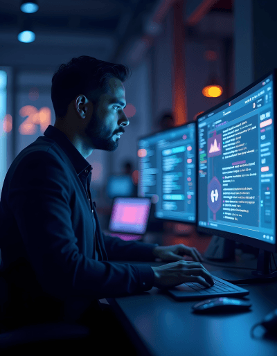 Professional working on legacy system modernization, upgrading platforms for better performance and flexibility